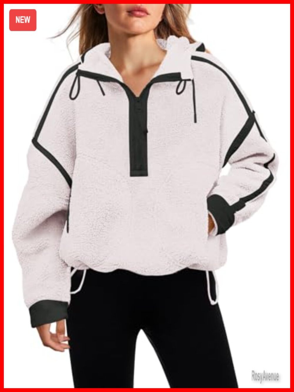 Fleece Half Zip Pullover Oversized Hoodie Fuzzy Sherpa Sweatshirt